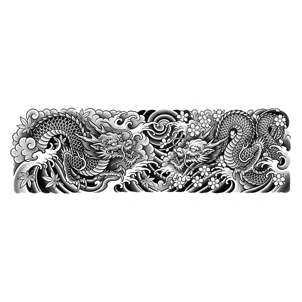 Тату эскиз: тату для брата и сестры, драконы ищущие друг друга