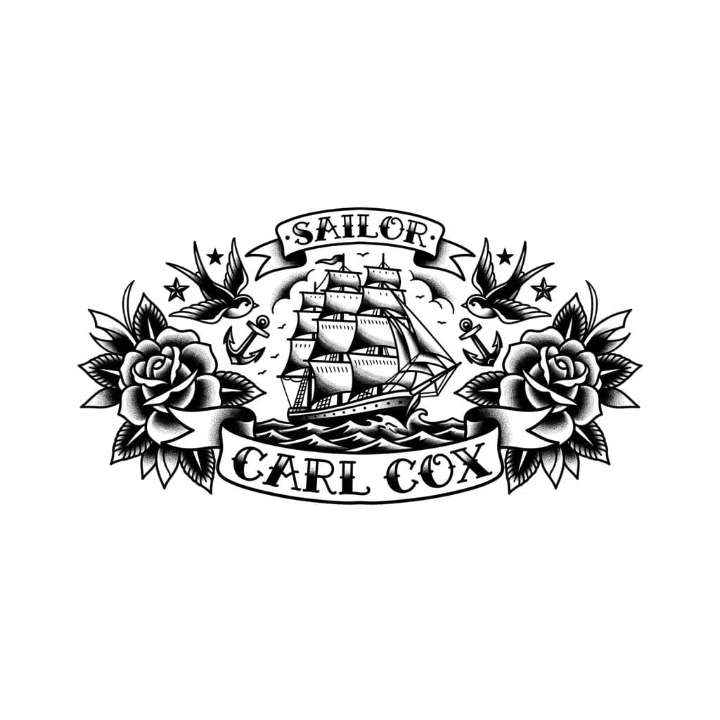 Тату эскиз: Имя Английское Carl Cox 