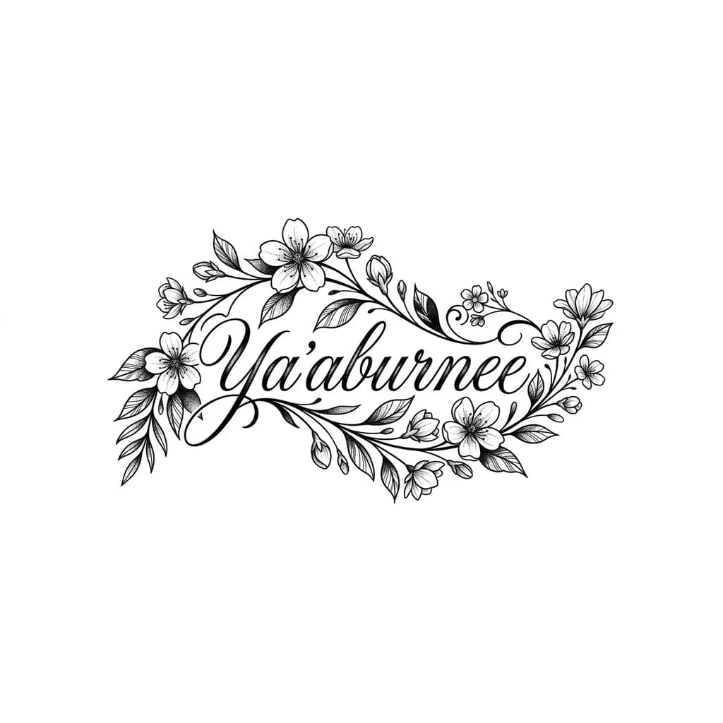 Тату эскиз: Хочу набить себе тату с надписью и добавить цветы сакуры. Сделай так, чтобы эскиз был милым