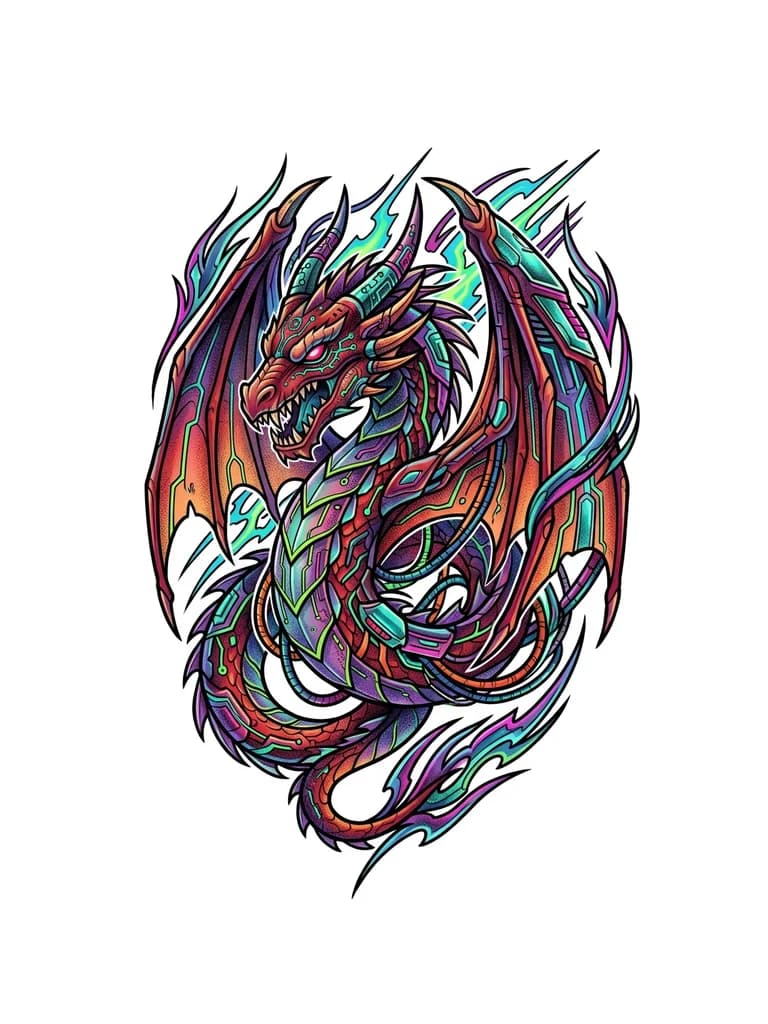 Тату эскиз: Дракон Киберсигилизм