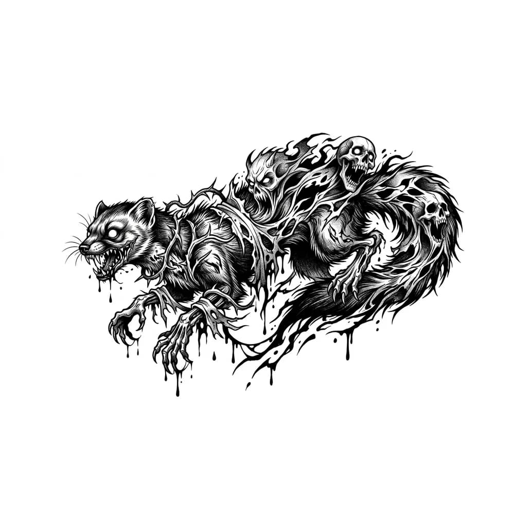 Тату эскиз: Животное куница 