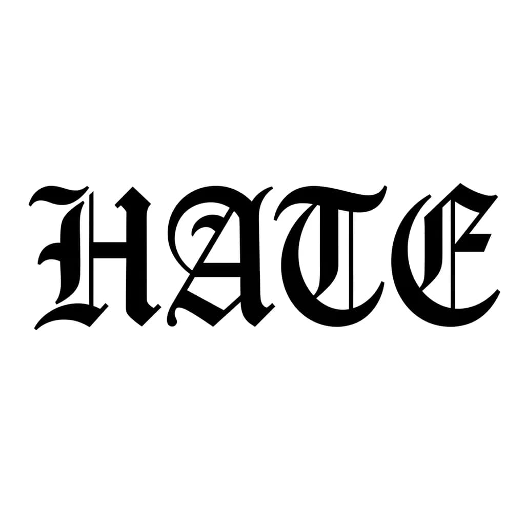 Тату эскиз: Font: HATE (old english blackletter)