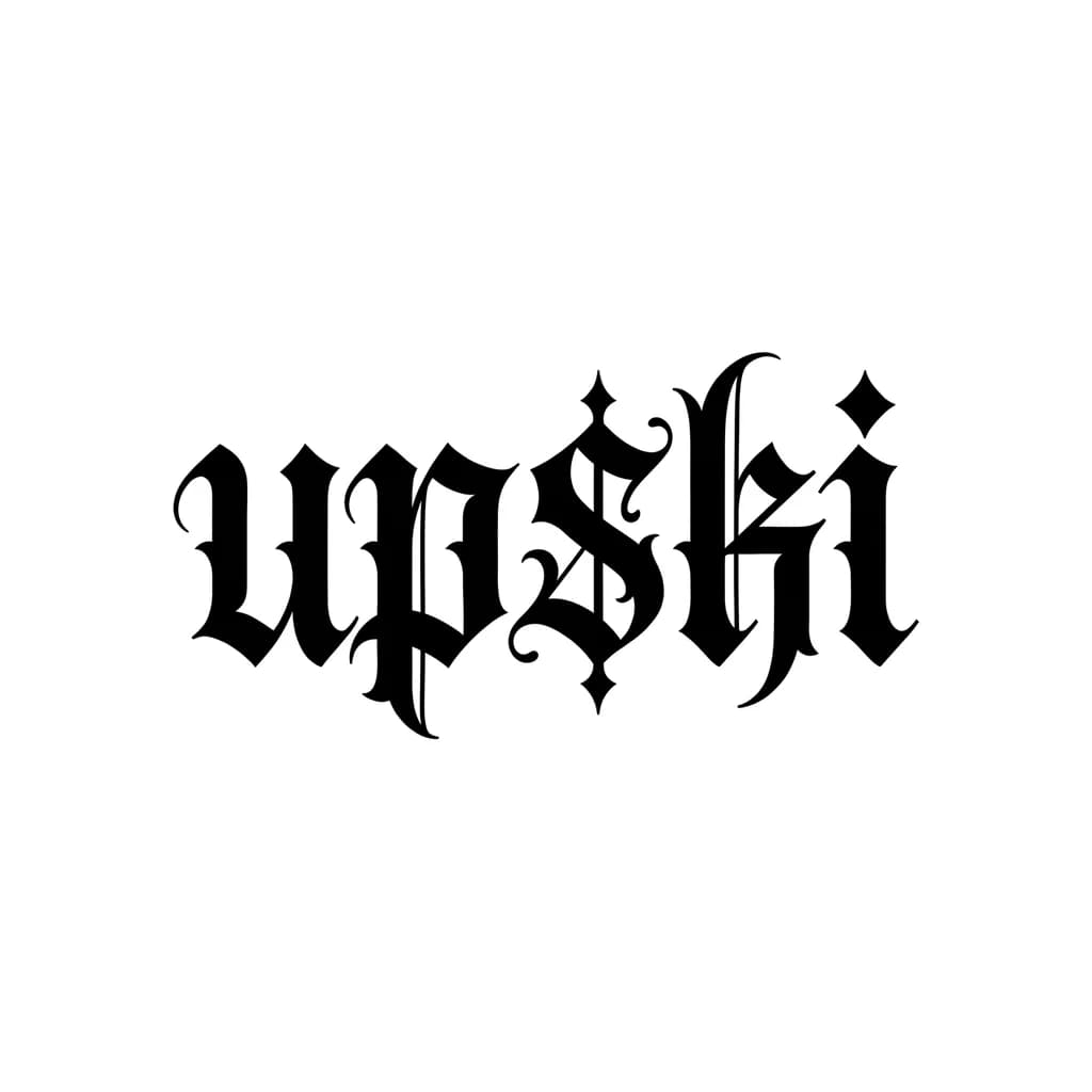 Тату эскиз: Font: up$ki (gothic dark lettering)