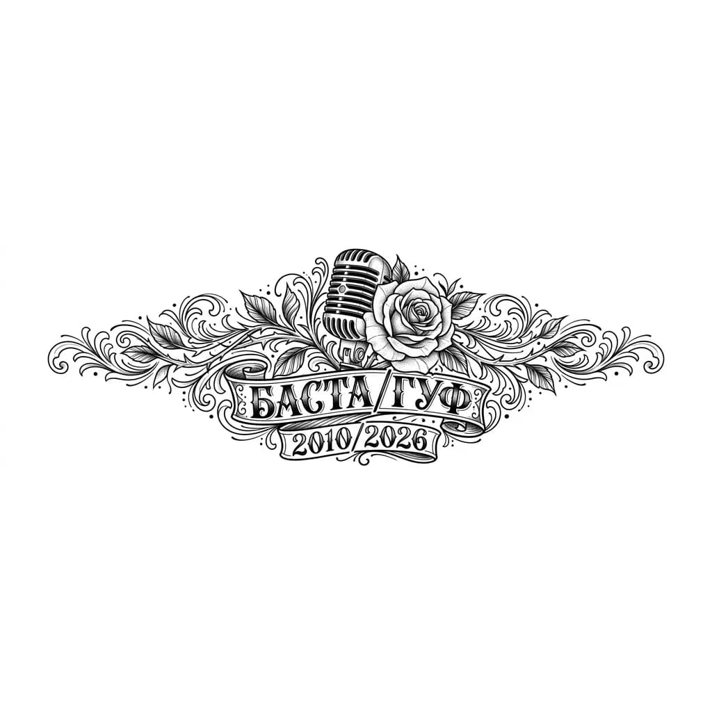 Тату эскиз: Микрофон,Роза 