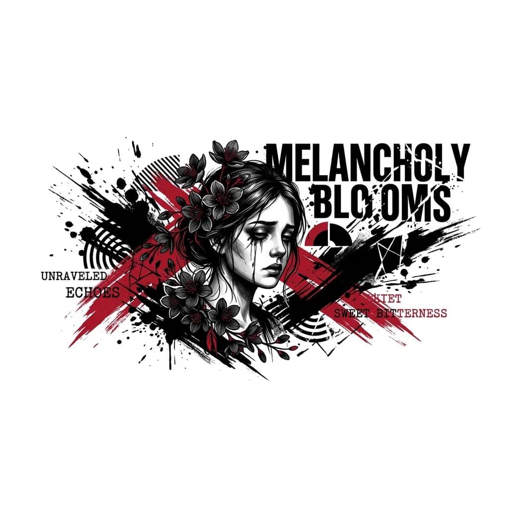 Тату эскиз: Печальная девушка с цветами ликориса 