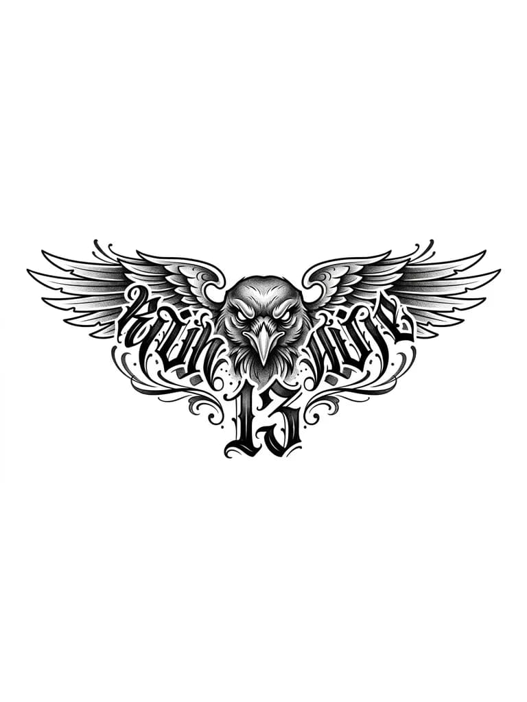 Тату эскиз: Ворон на шее нарисуй крылья по бокам шеи а по центру голову ворона с яростным взглядом