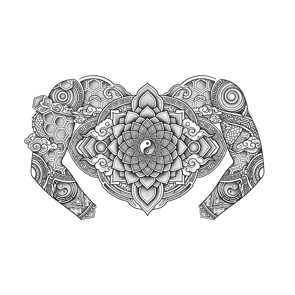 Тату эскиз: Хочу рукав в китайском стиле