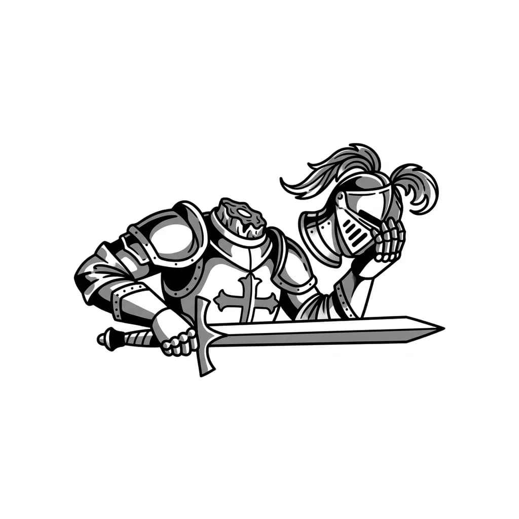 Тату эскиз: рыцарь с отрубленой шеей 