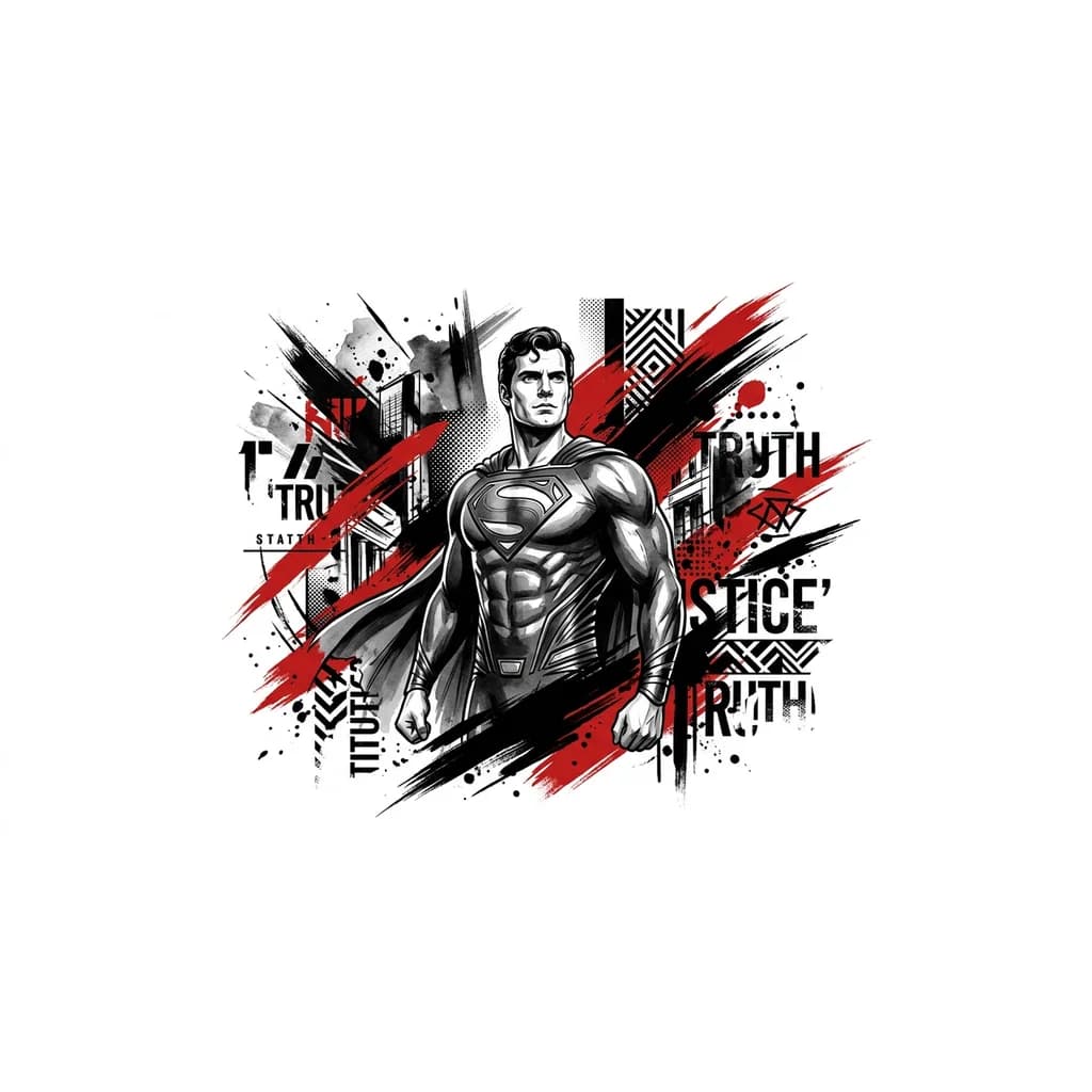 Тату эскиз: Супермен по пояс