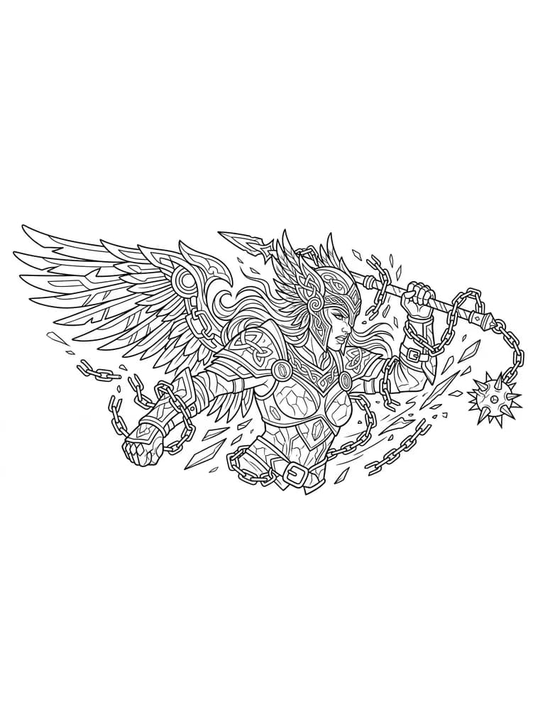 Тату эскиз: Нарисуй эскиз тату андеграунд валькирия с цепями в бою , чтоб смотрелось мощьно
Не в полный рост , с детализацией 