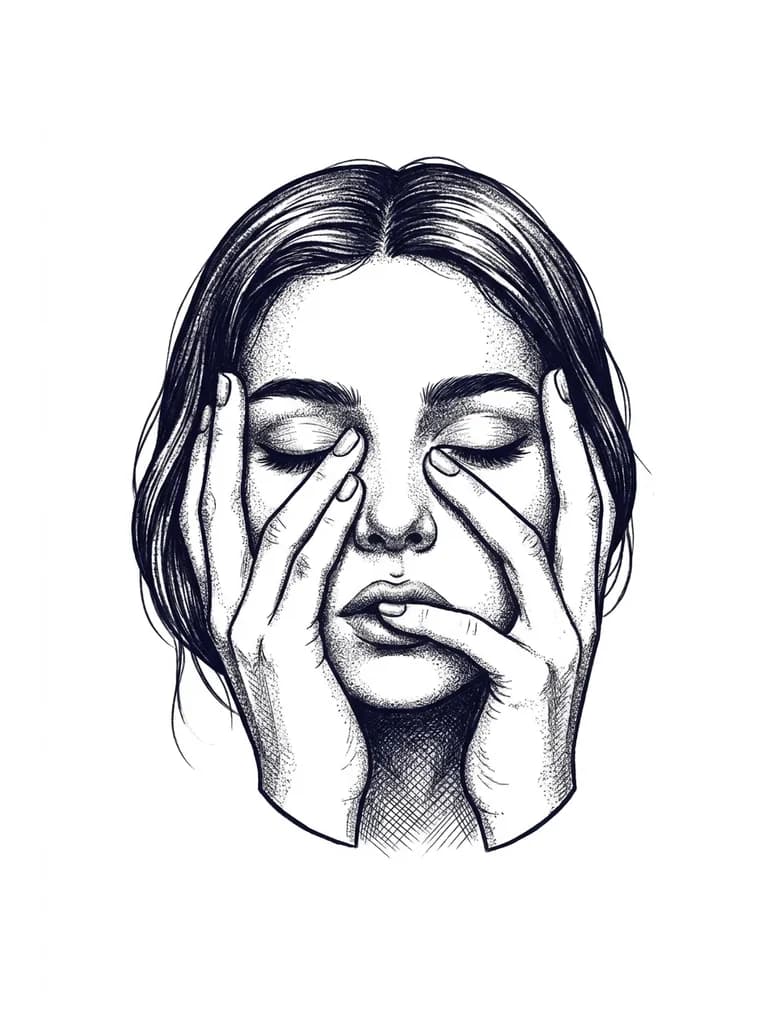 Тату эскиз: Голова девушки в стиле реализм, которой  против воли закрывают рот и глаза