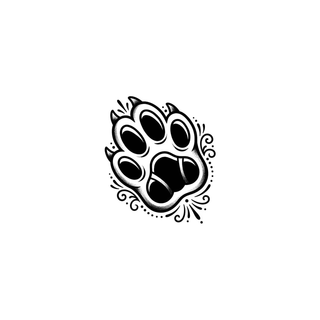 Тату эскиз: Отпечаток лапки кота 