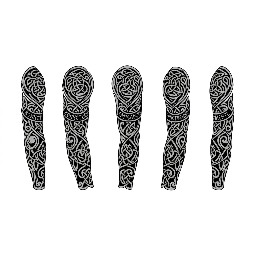 Тату эскиз: Скандинавский стиль, руны обозначающие воинственно, смелость