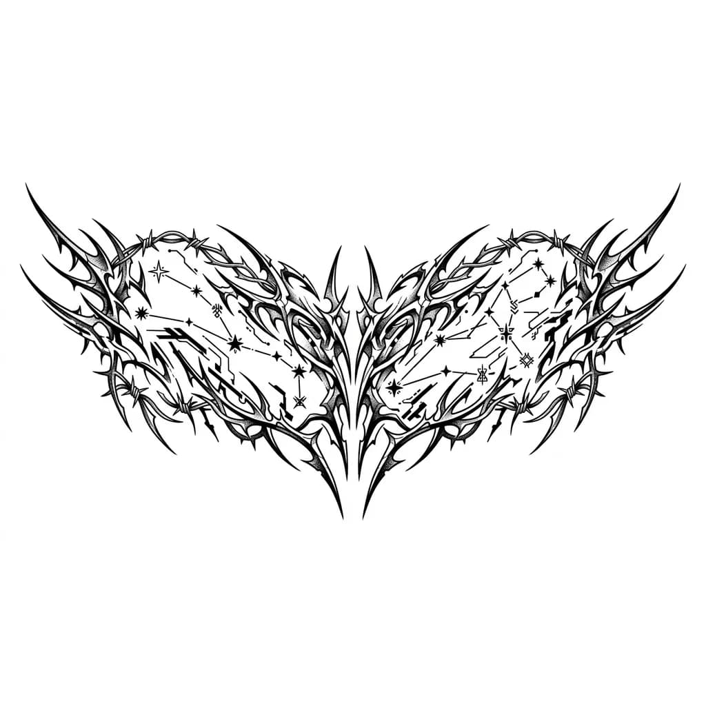 Тату эскиз: Созвездие неба 9 ноября 2024 года и созвездие небы 13 января 2025 года соединить в одно созвездие. 