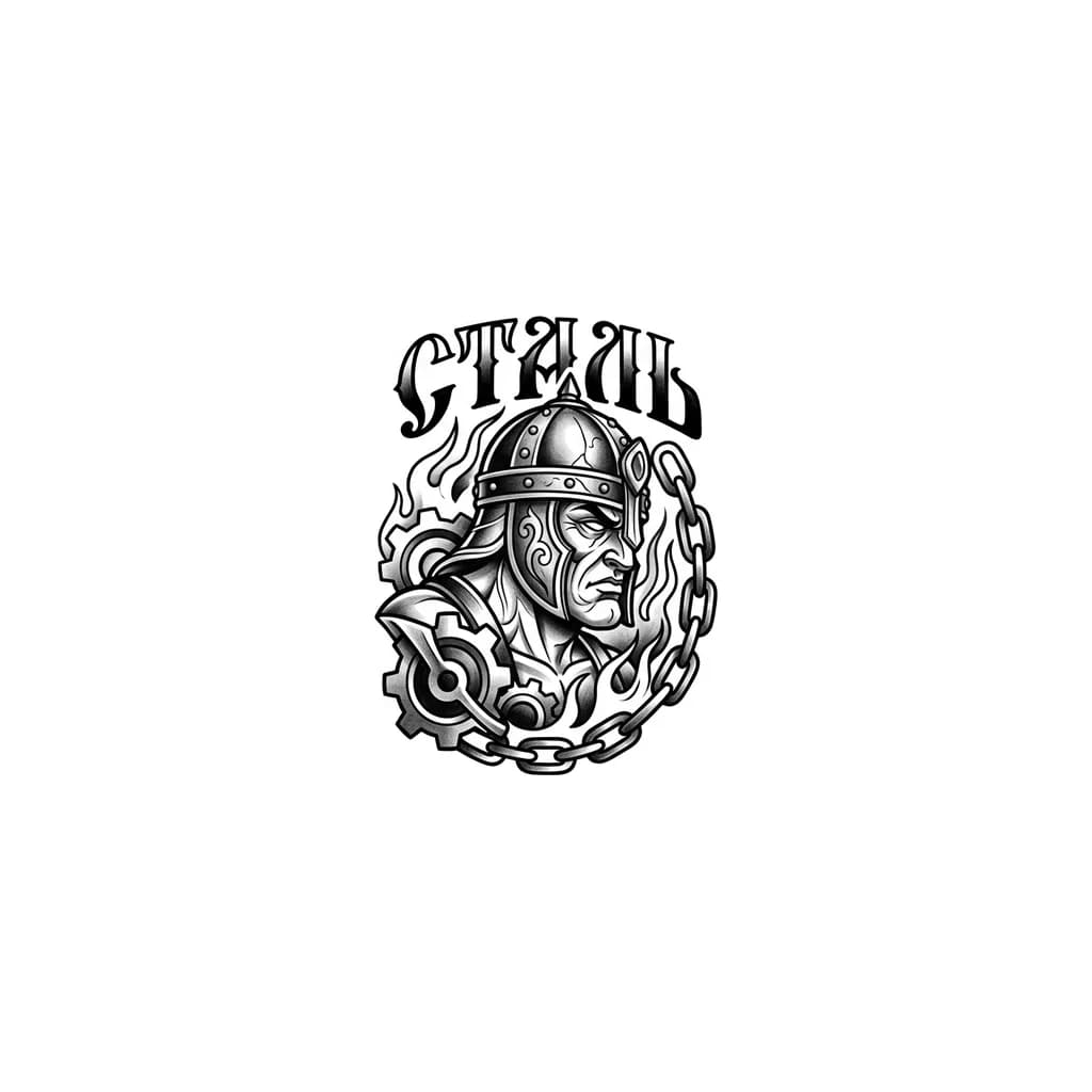 Тату эскиз: Слово сталь 