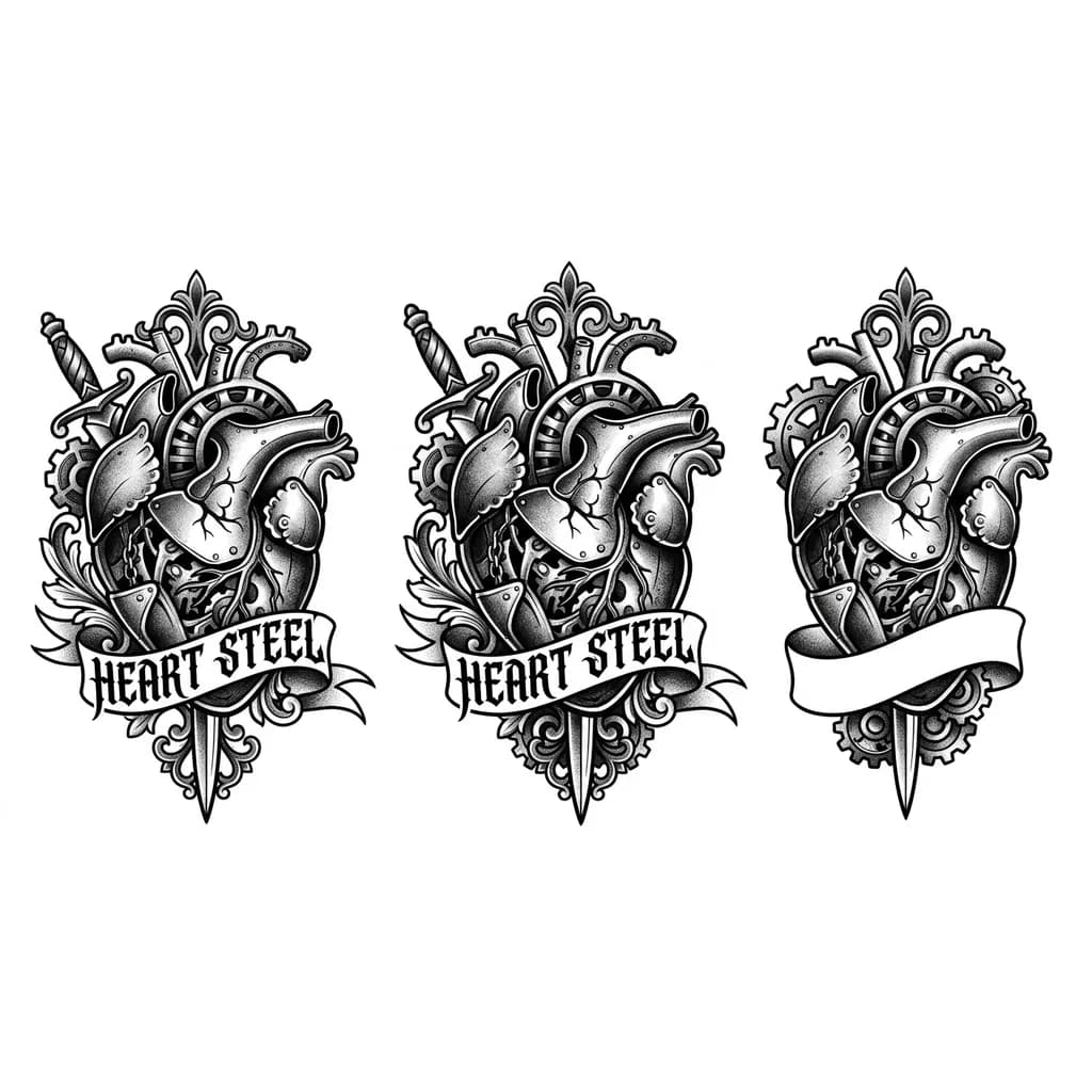Тату эскиз: Слово - сердце сталь 