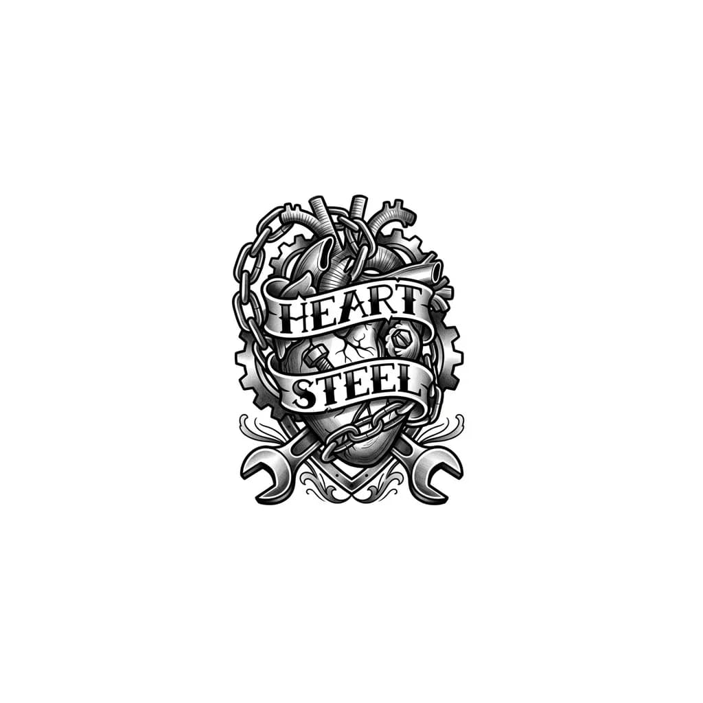 Тату эскиз: Слово - сердце сталь 