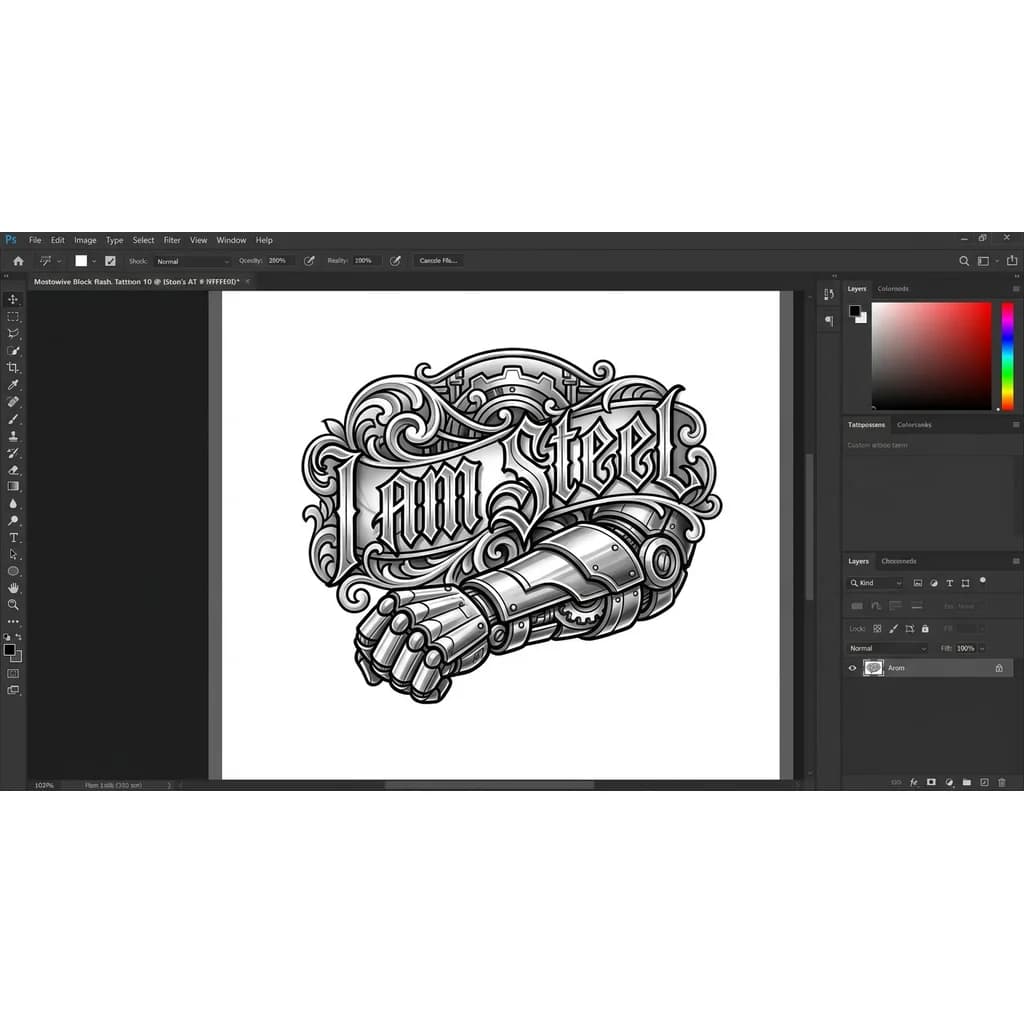 Тату эскиз: Я есть сталь слово