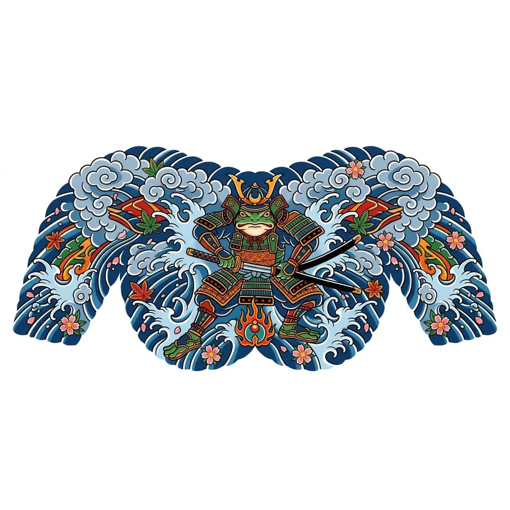 Тату эскиз: Лягушка Самурай