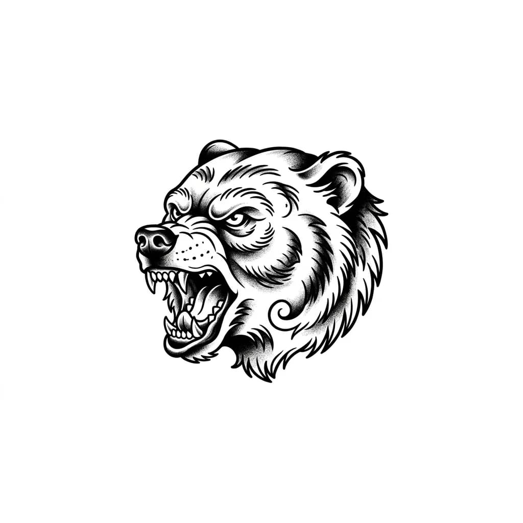 Тату эскиз: Медведь с оскалом