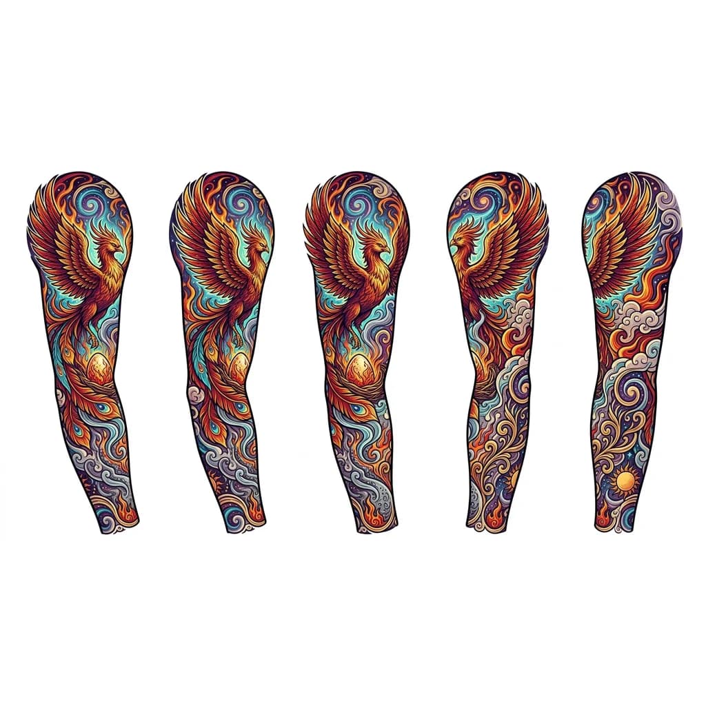 Тату эскиз: Феникс возрождение , рукав