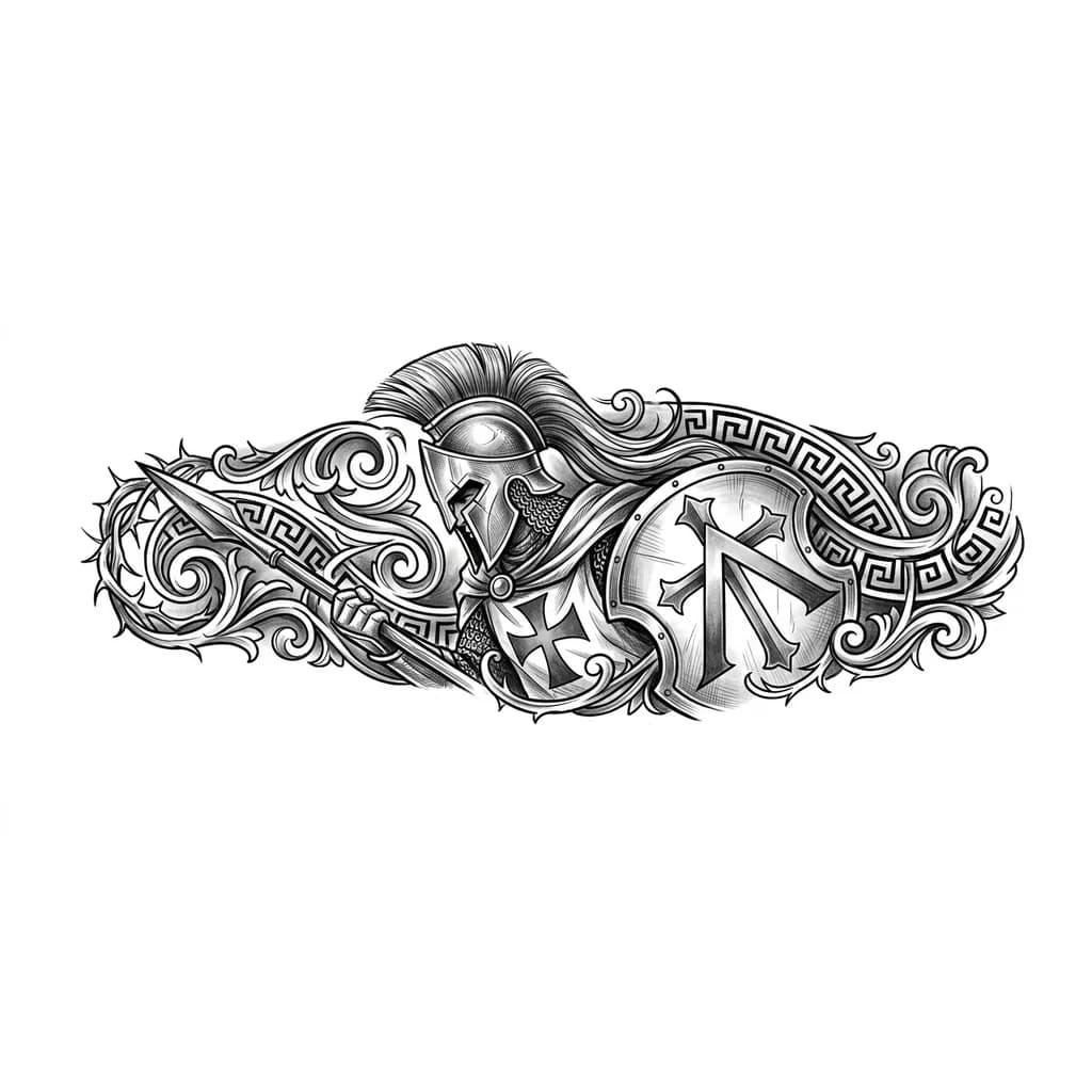 Тату эскиз: Нужен эскиз спартанца война крестоносца на предплечье 