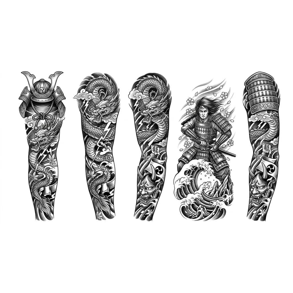 Тату эскиз: Нужен эскиз тематики самурая , рукав 