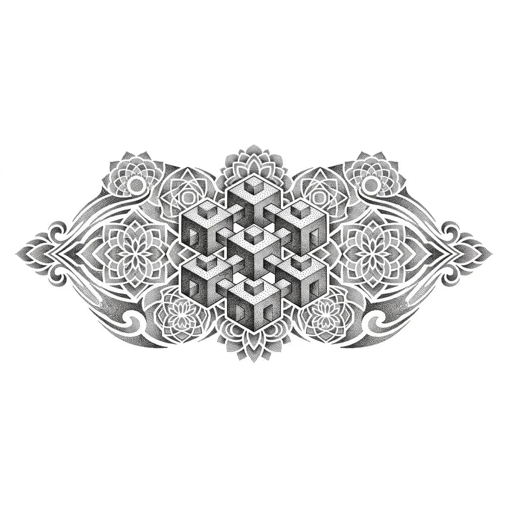 Тату эскиз: Кубы орнамент