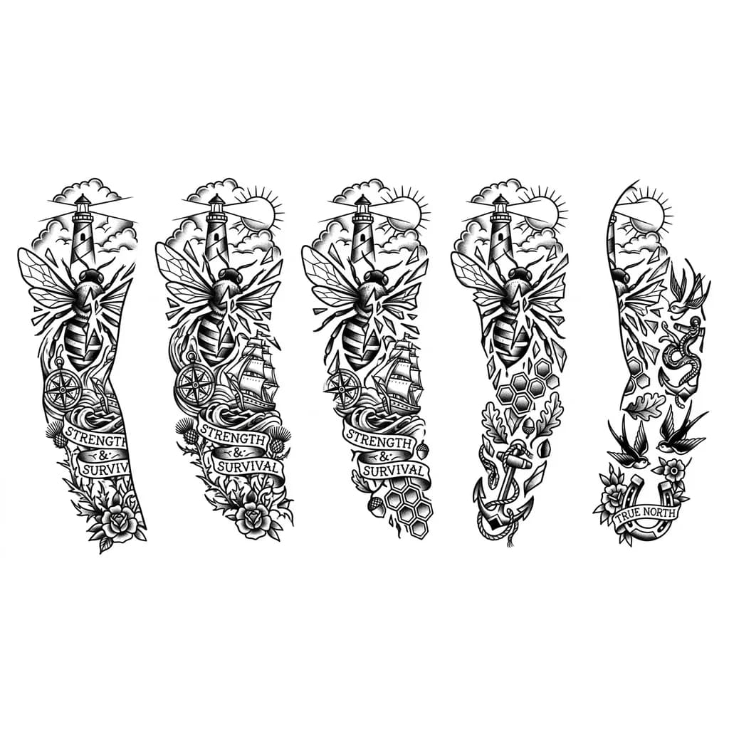 Тату эскиз: Разбитая пчела на осколки