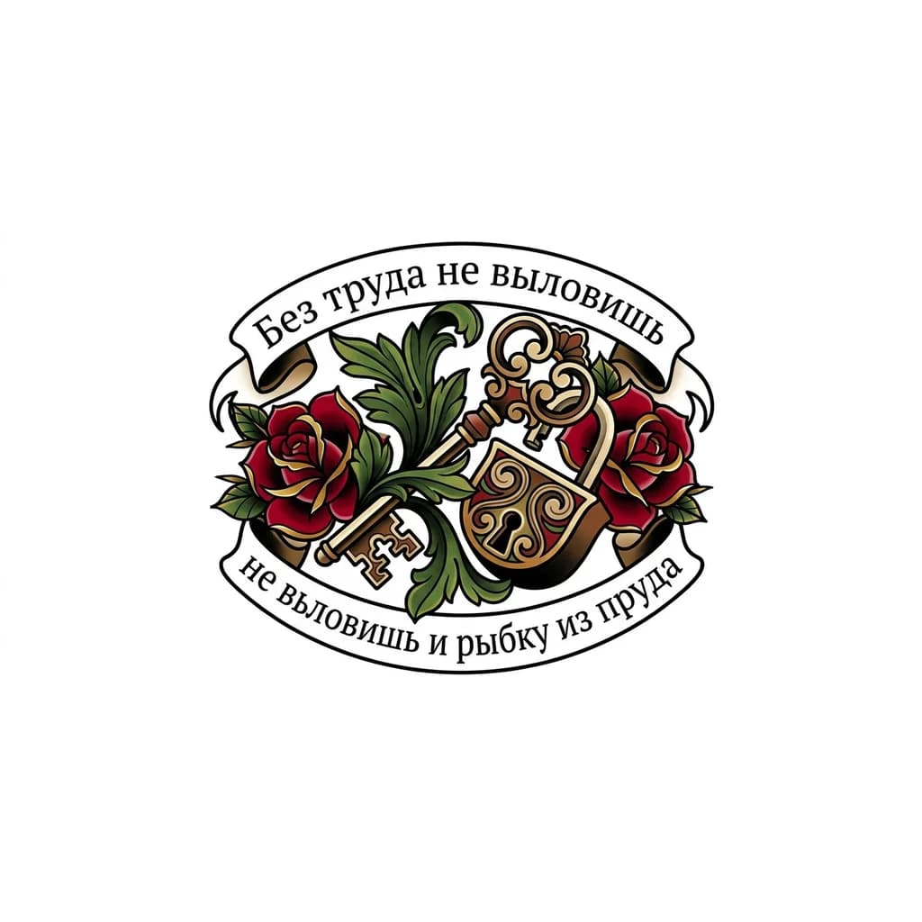 Тату эскиз: Нарисуй эскиз для татуировки в двух цветах с русской поговоркой 