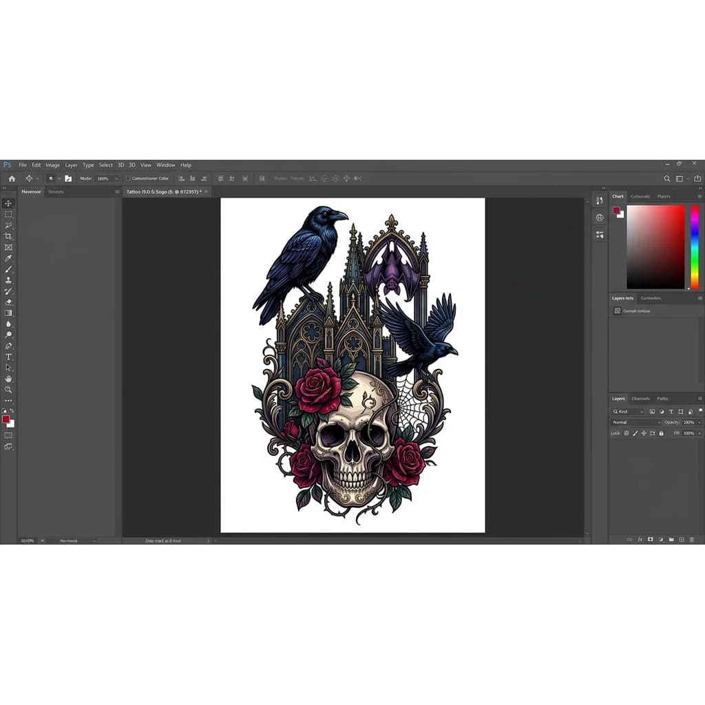 Тату эскиз: Нарисуй эскиз для татуировки, летучая мышь 