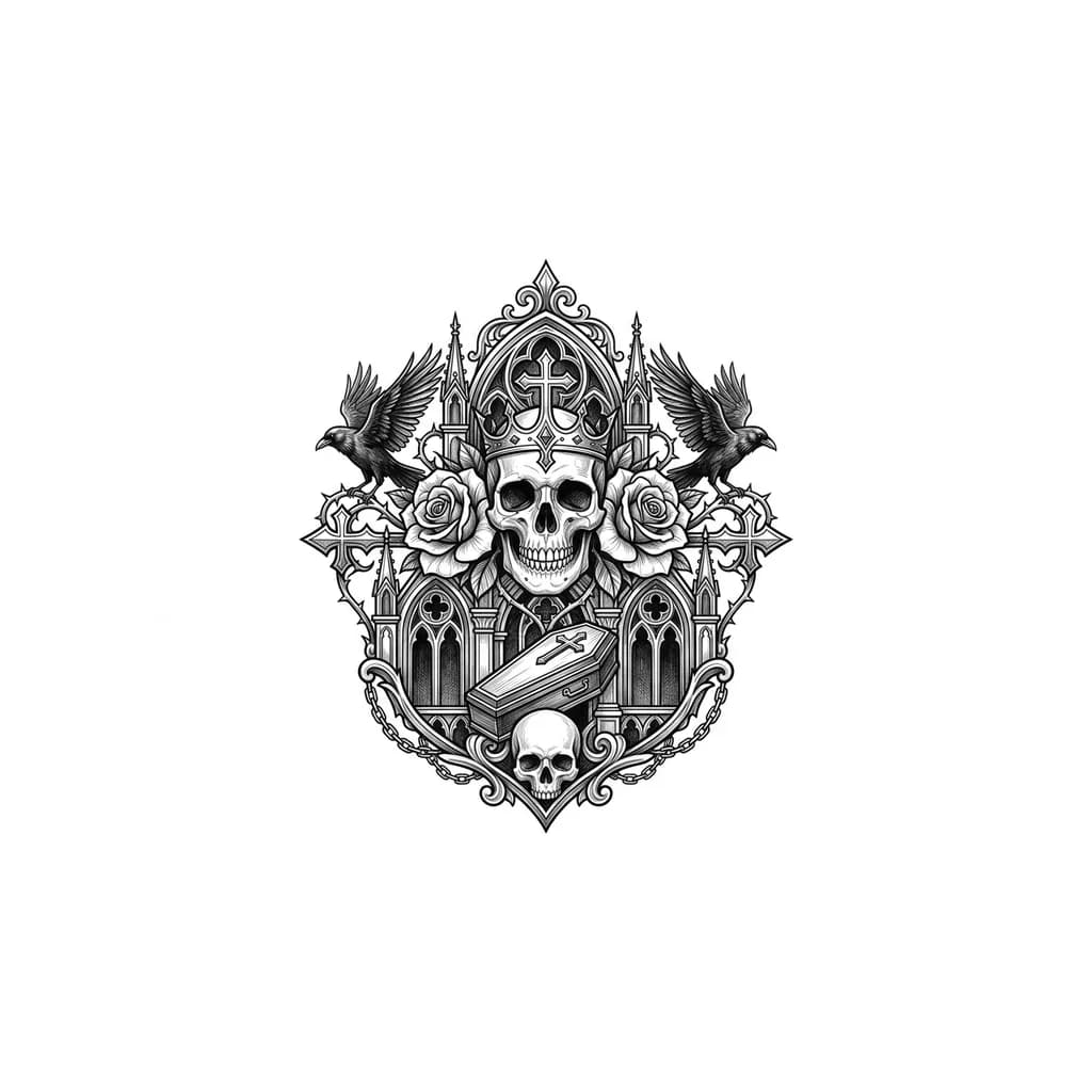 Тату эскиз: Нарисуй эскиз для татуировки, кресты, гробы, черепа
