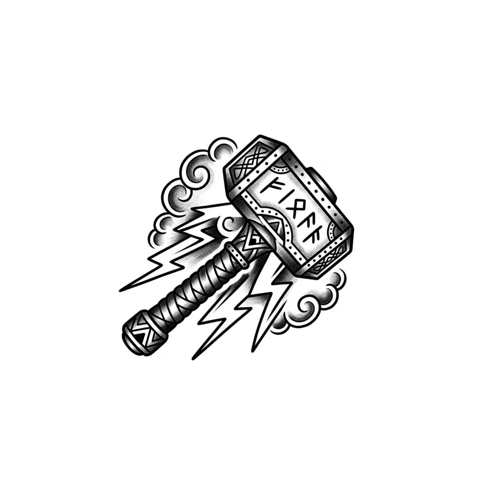 Тату эскиз: Нарисуй эскиз для татуировки, молот тора