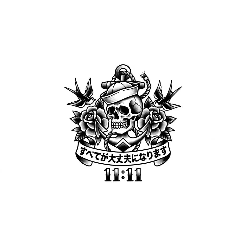 Тату эскиз: Написать эту фразу прописными буквами и внизу добавить цифры 11:11