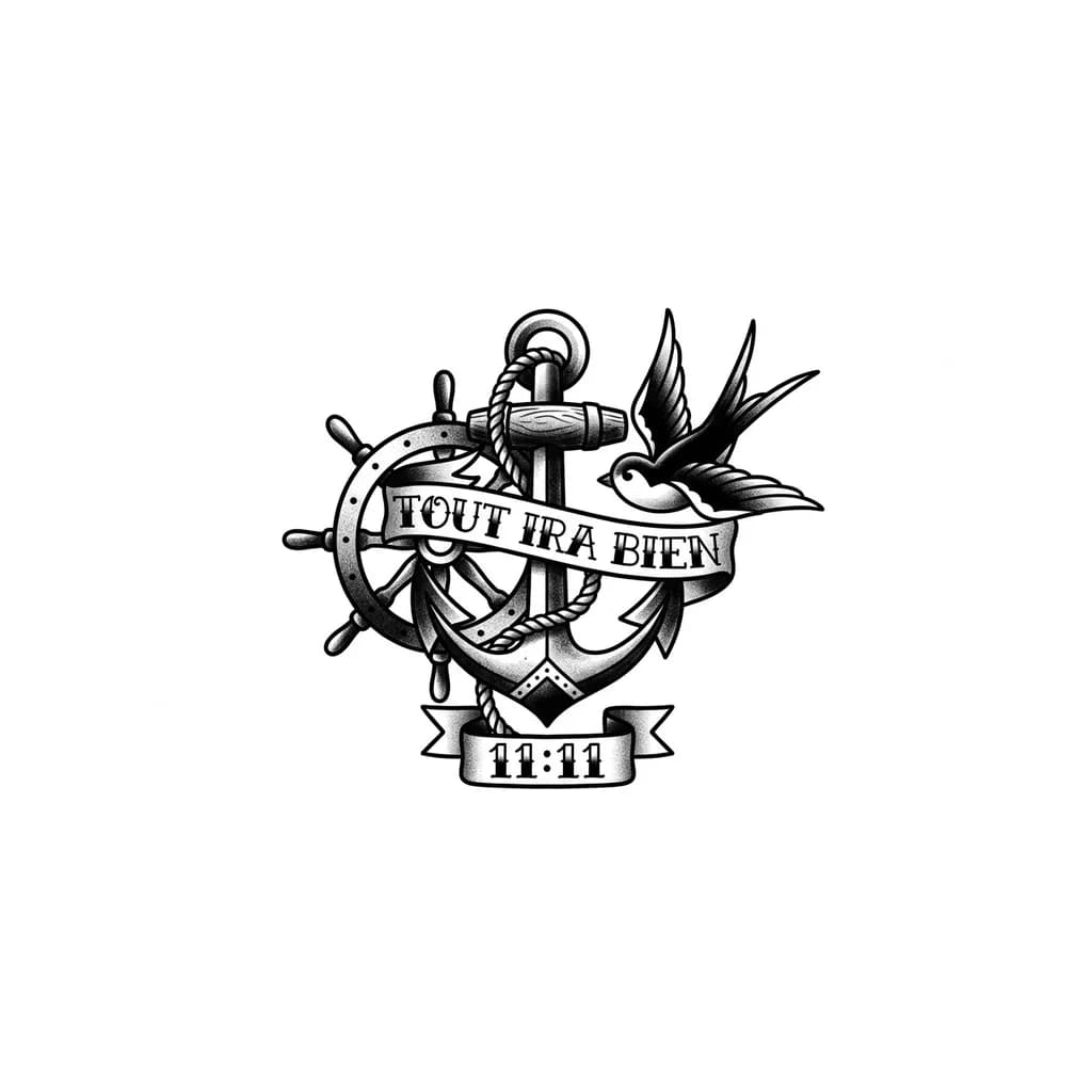 Тату эскиз: Написать большими буквами и внизу посередине написать 11:11