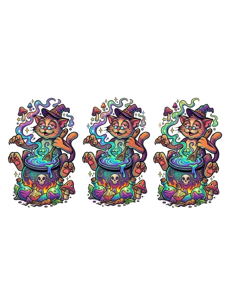 Тату эскиз: Упоротый кот варит зелье,