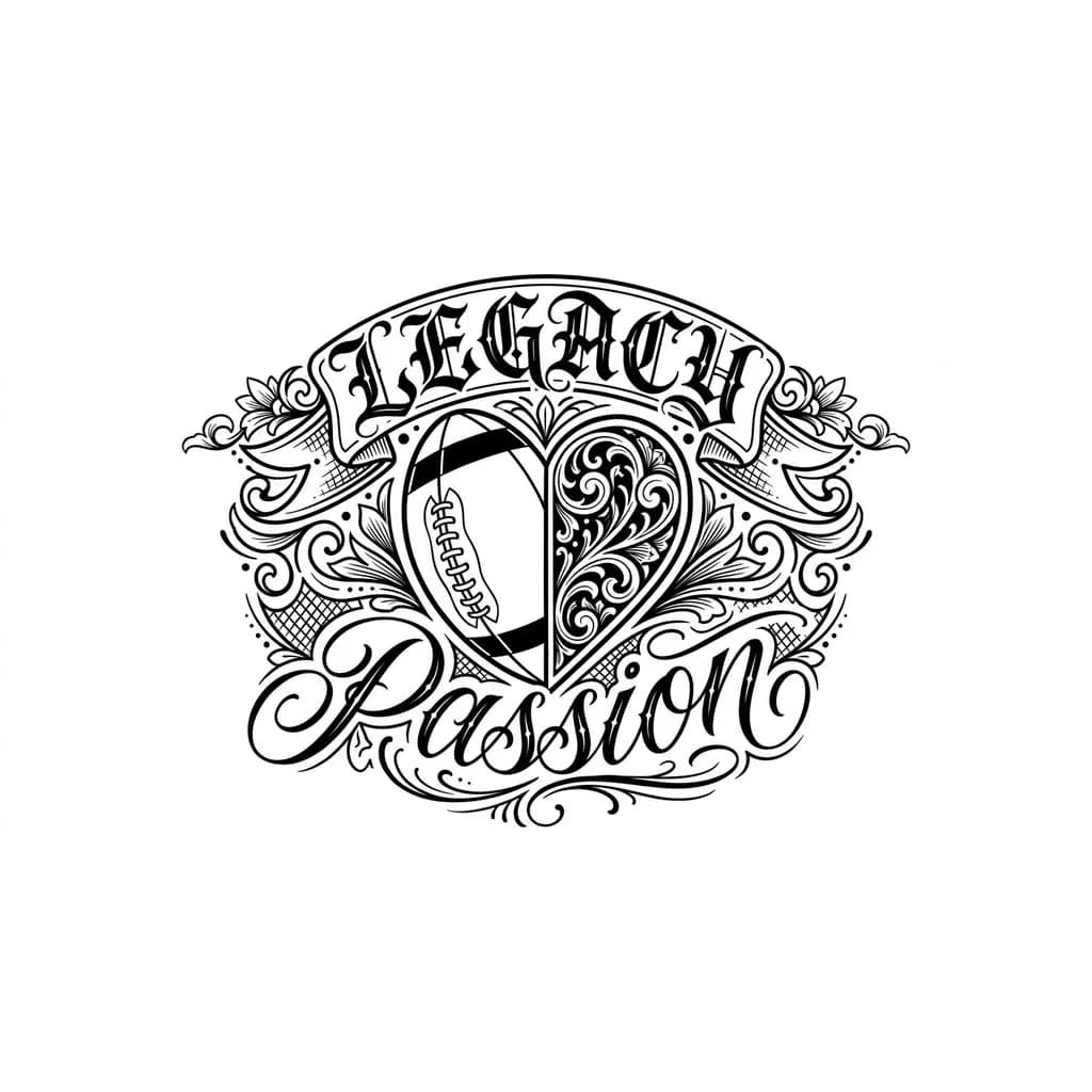 Тату эскиз: Футбольный мяч с сердцем две половинки 