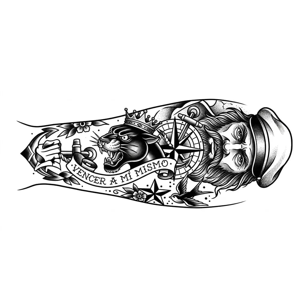 Тату эскиз: Добавь к общей картине лицо на заднем плане