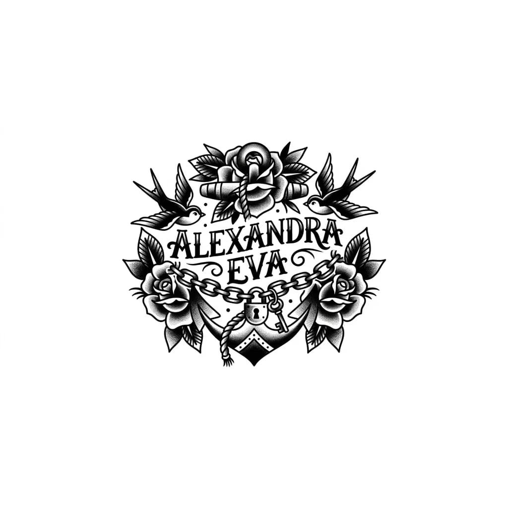 Тату эскиз: Александра и ева а во круг имен браслет