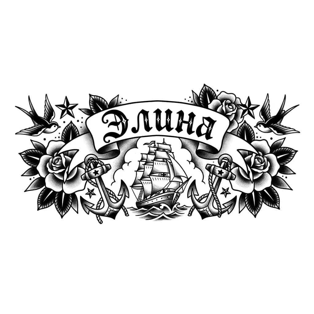 Тату эскиз: Имя Элина красивым шрифтом 