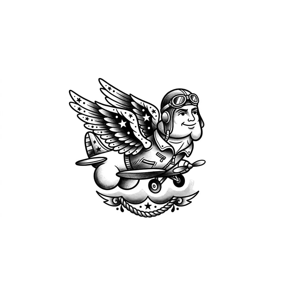 Тату эскиз: Пенис летит как под землей на крыше двери пилота