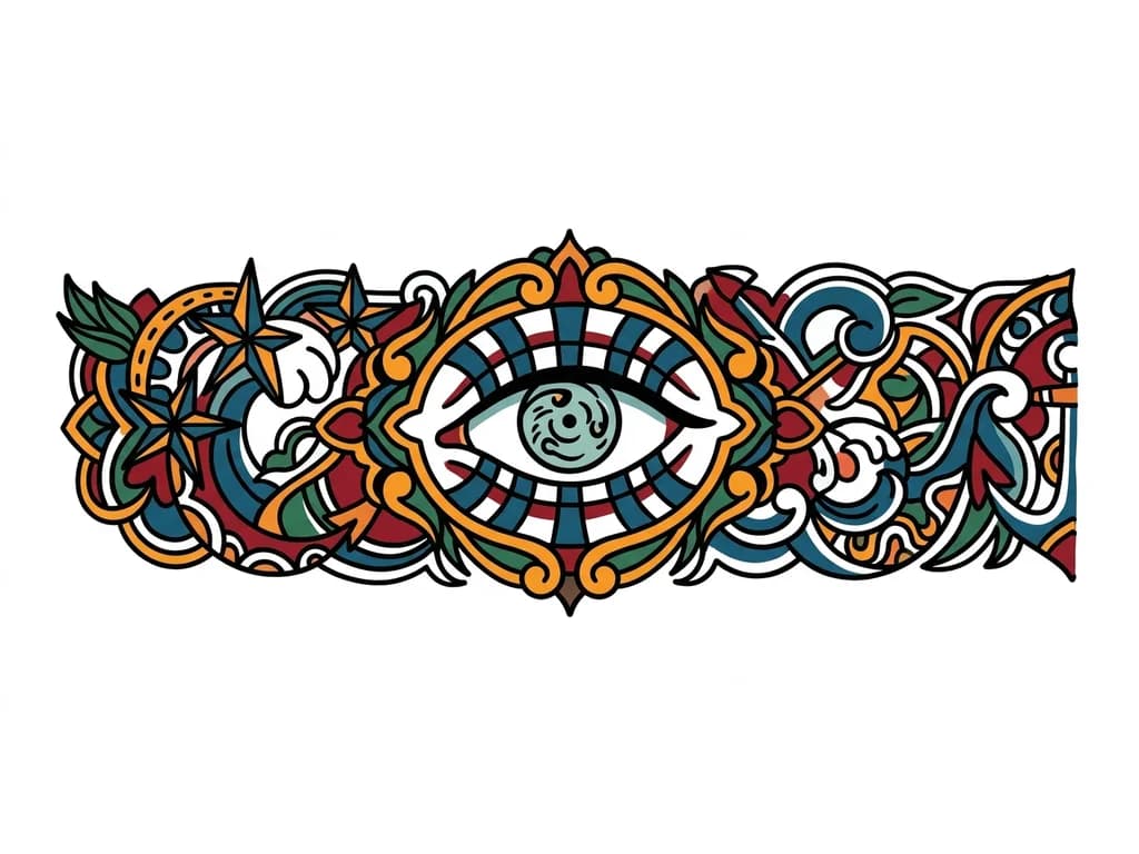 Тату эскиз: Глаз аказы из аниме,
вокруг глаза узоры
