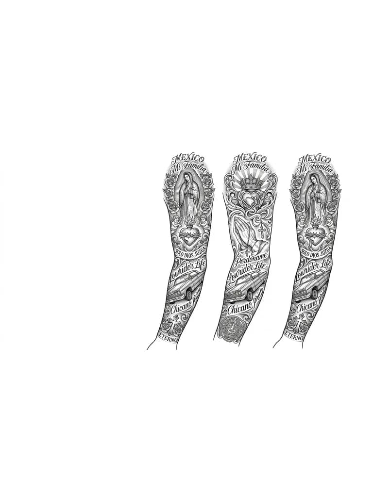 Тату эскиз: тату в минималистично абстрактном стиле на всю левую руку от запястья до плеча