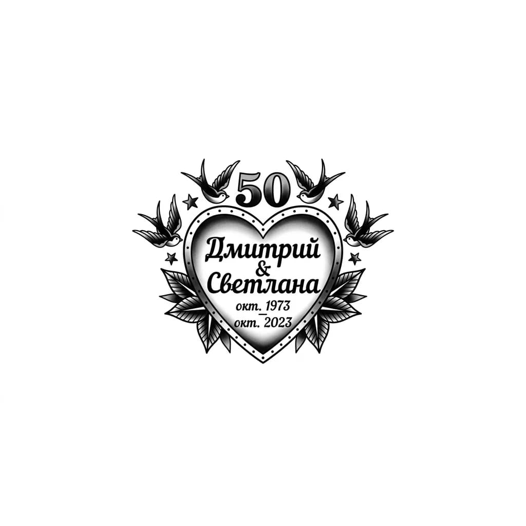 Тату эскиз: Клиновый лист, родились в октябре и умерли в октябре, 50 лет вместе Дмитрий Светлана

