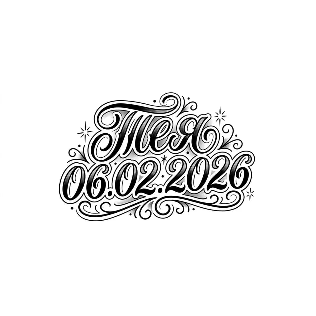 Тату эскиз: имя текст с красивым шрифтом на английском , без дополнительных рисунков