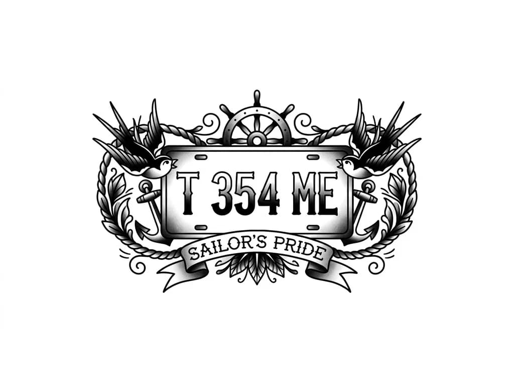 Тату эскиз: Номер от машины Т 354 МЕ 