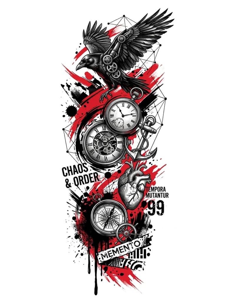 Тату эскиз: Трэш полька, без черепов,без глаз,вертикальный
