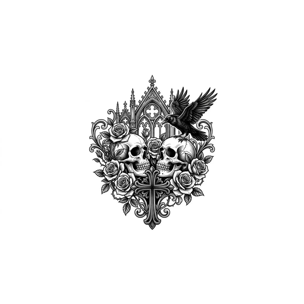 Тату эскиз: крест chrome hearts 