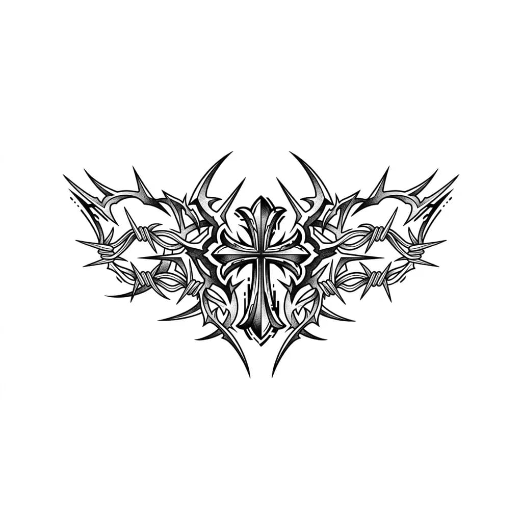 Тату эскиз: крест chrome hearts 