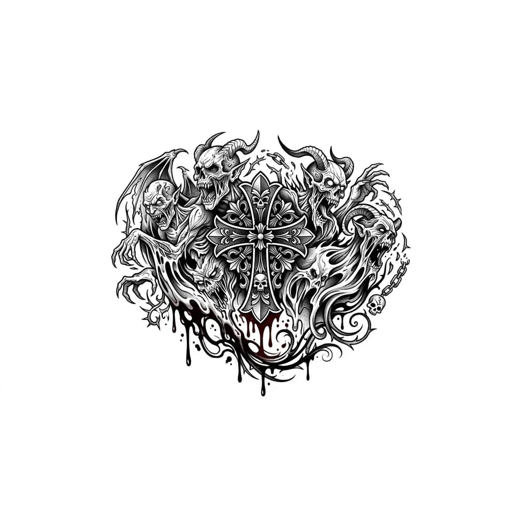 Тату эскиз:  крест chrome hearts 